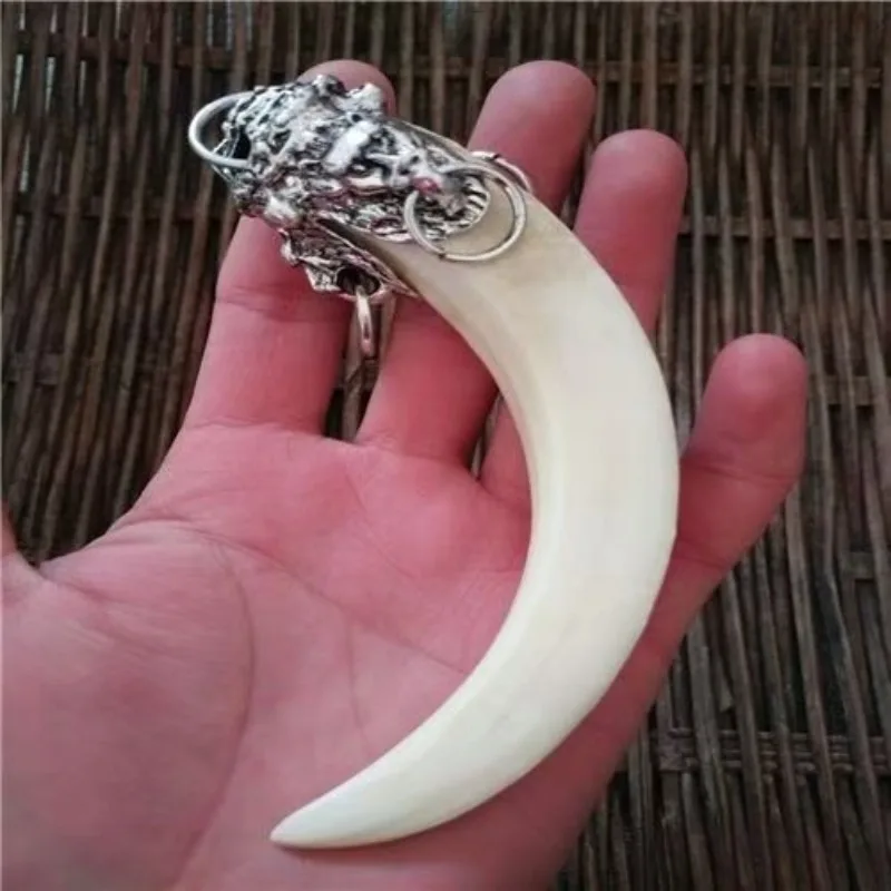 

Тибетское серебро, инкрустированное натуральными зубами дикого кабана, голова льва, ожерелье, кулон, властный мужской декоративный индивидуальный подарок в стиле ретро