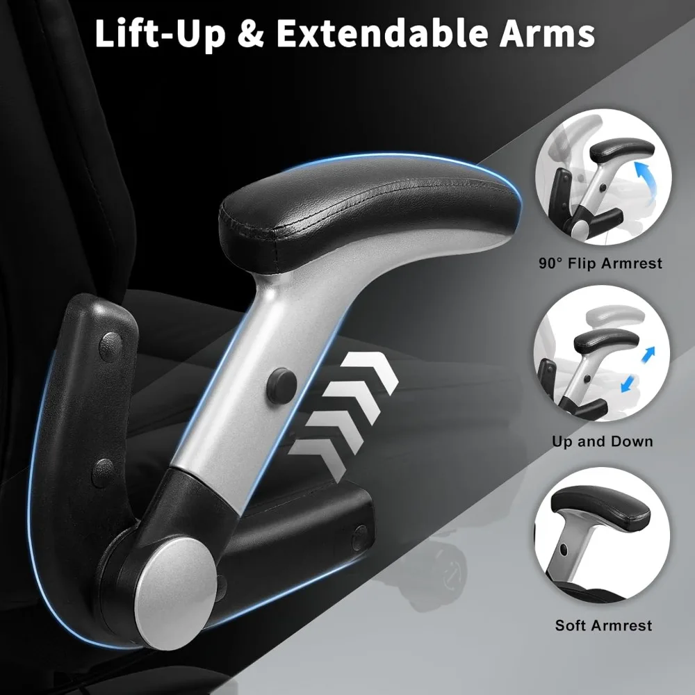 Wytrzymałe skórzane krzesło biurowe z wysokim oparciem dla osób o dużym wzroście, udźwig 272 kg, regulowane krzesło biurowe dla menedżerów