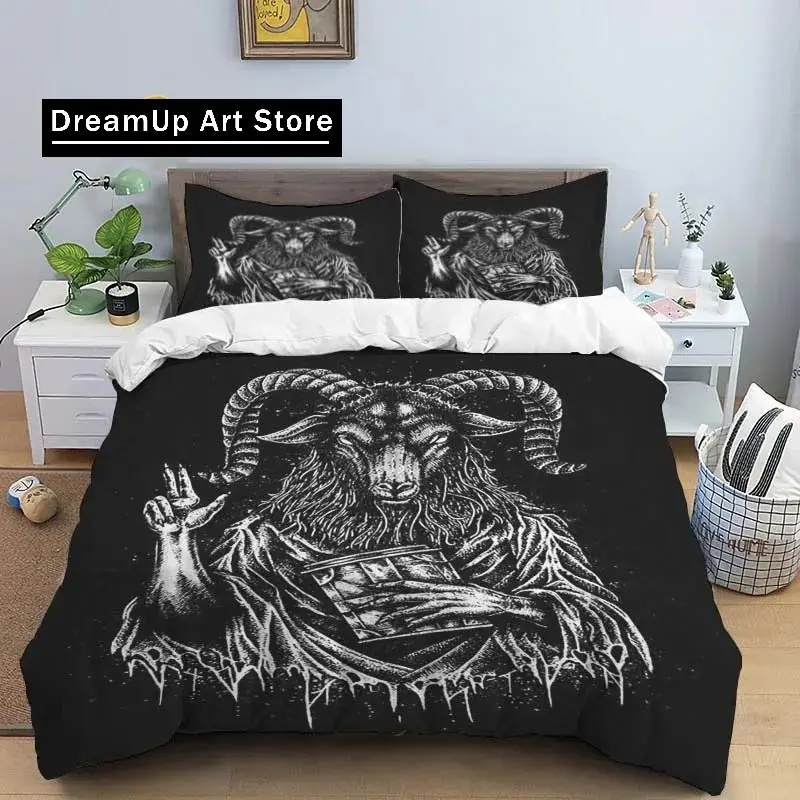 3d impressão demônio satanás mal cabra logotipo conjunto de cama meninos meninas gêmeo rainha king size capa edredão fronha cama meninos adulto quarto