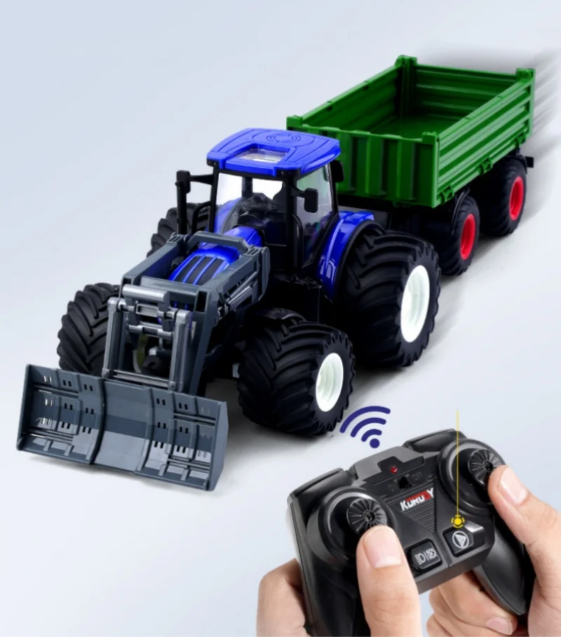 2.4 GHZ Remote Control Tractor Toy Kids RC Tractor Set Toddlers Farm Vehicle Toys for 3 4 5 6 7 8 9 Year Old