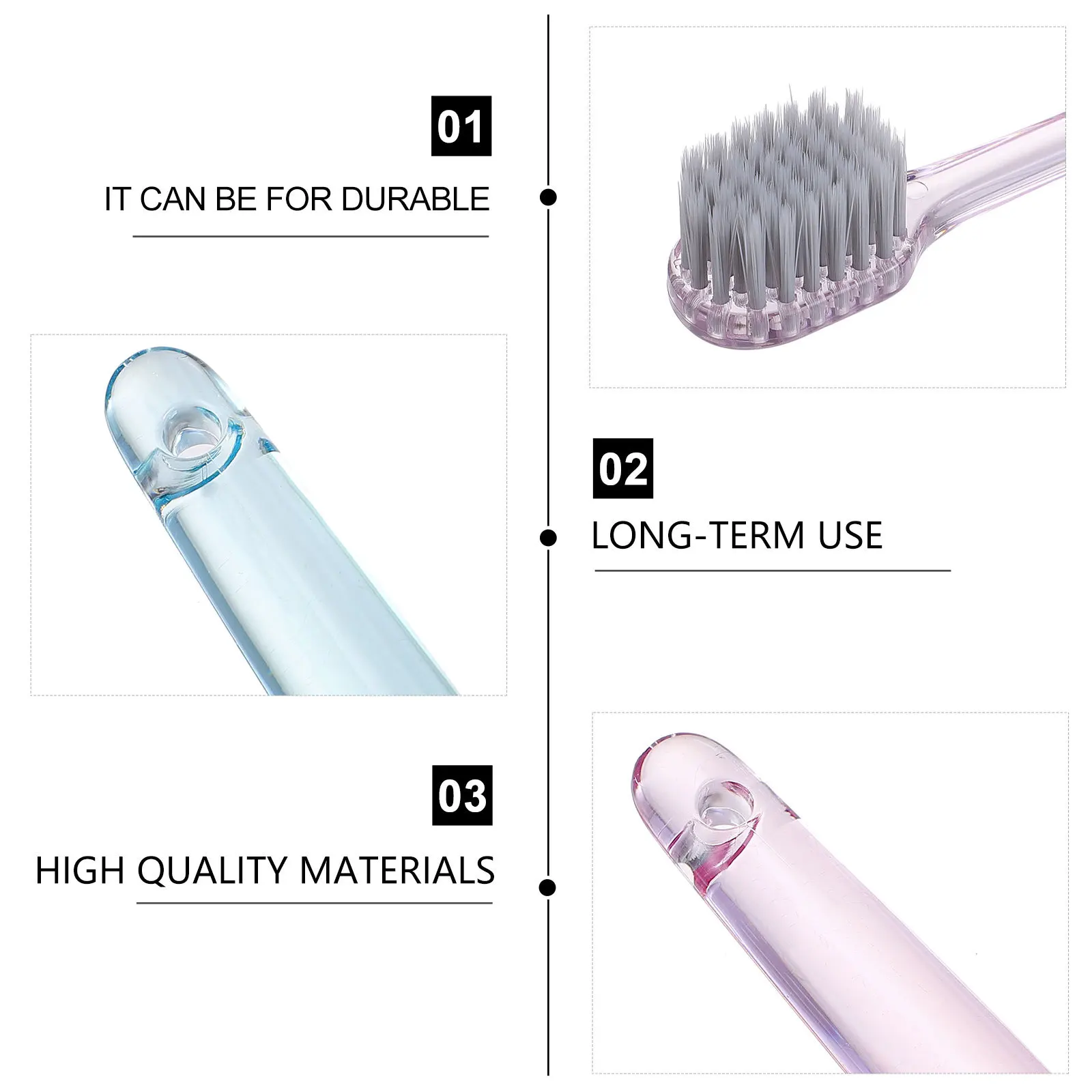 

6pcs Silver Ion Antibacterial Toothbrush Crystal Transparent Bristles For Teeth Cleaning Gum Care Travel Home Use Oral Care