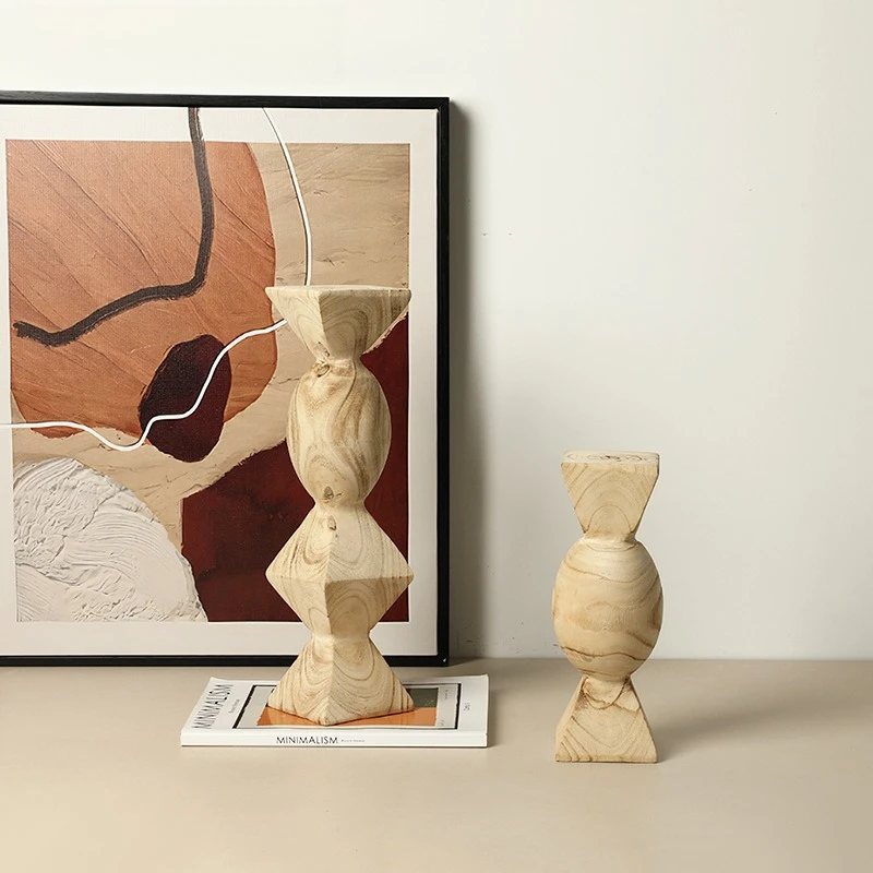 

Japanese-style log wind geometric art wooden column ornament, home exhibition hall, homestay entrance bookcase decoration crafts