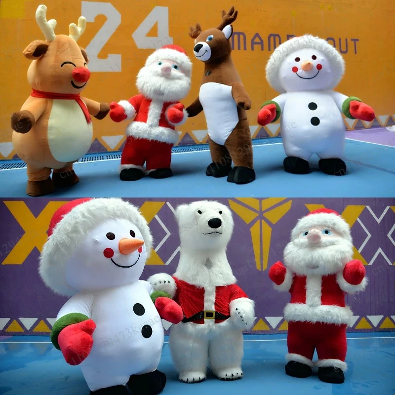 for Christmas Inflatable Costume Santa Claus Snowman Elk Fancy Dress Up Adult Halloween Party Cosplay Suit