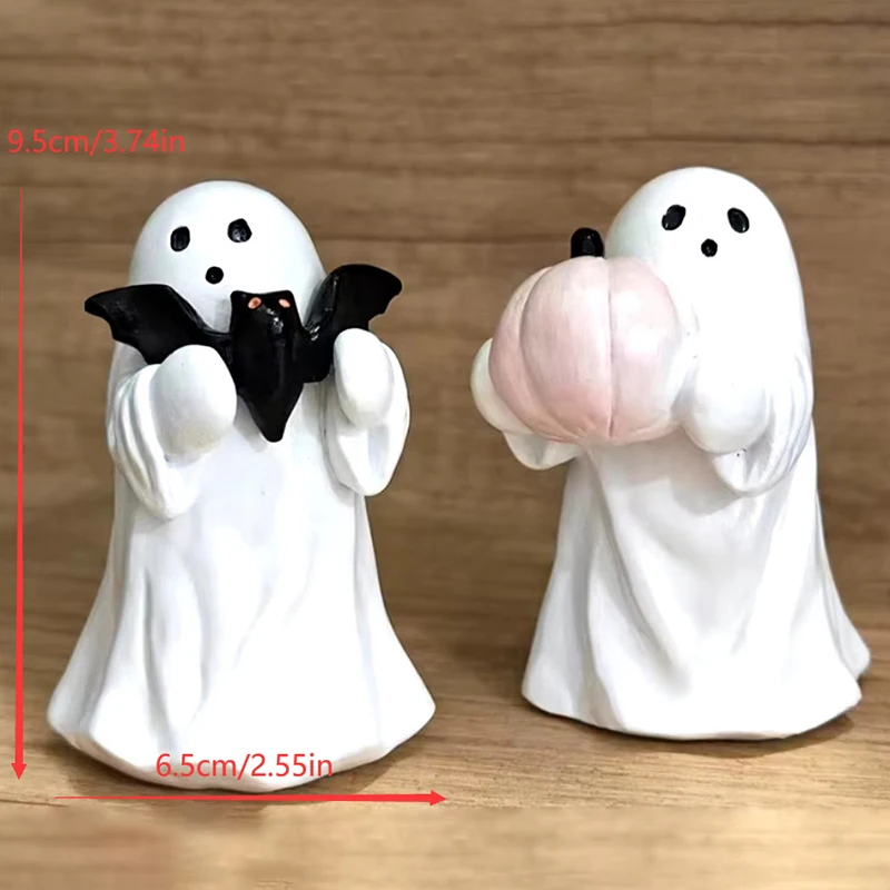 Halloween Geist Ornament Geist Halten Rosa Kürbis Fledermaus Harz Ornament Hause Wohnzimmer Schlafzimmer Büro Desktop Dekoration