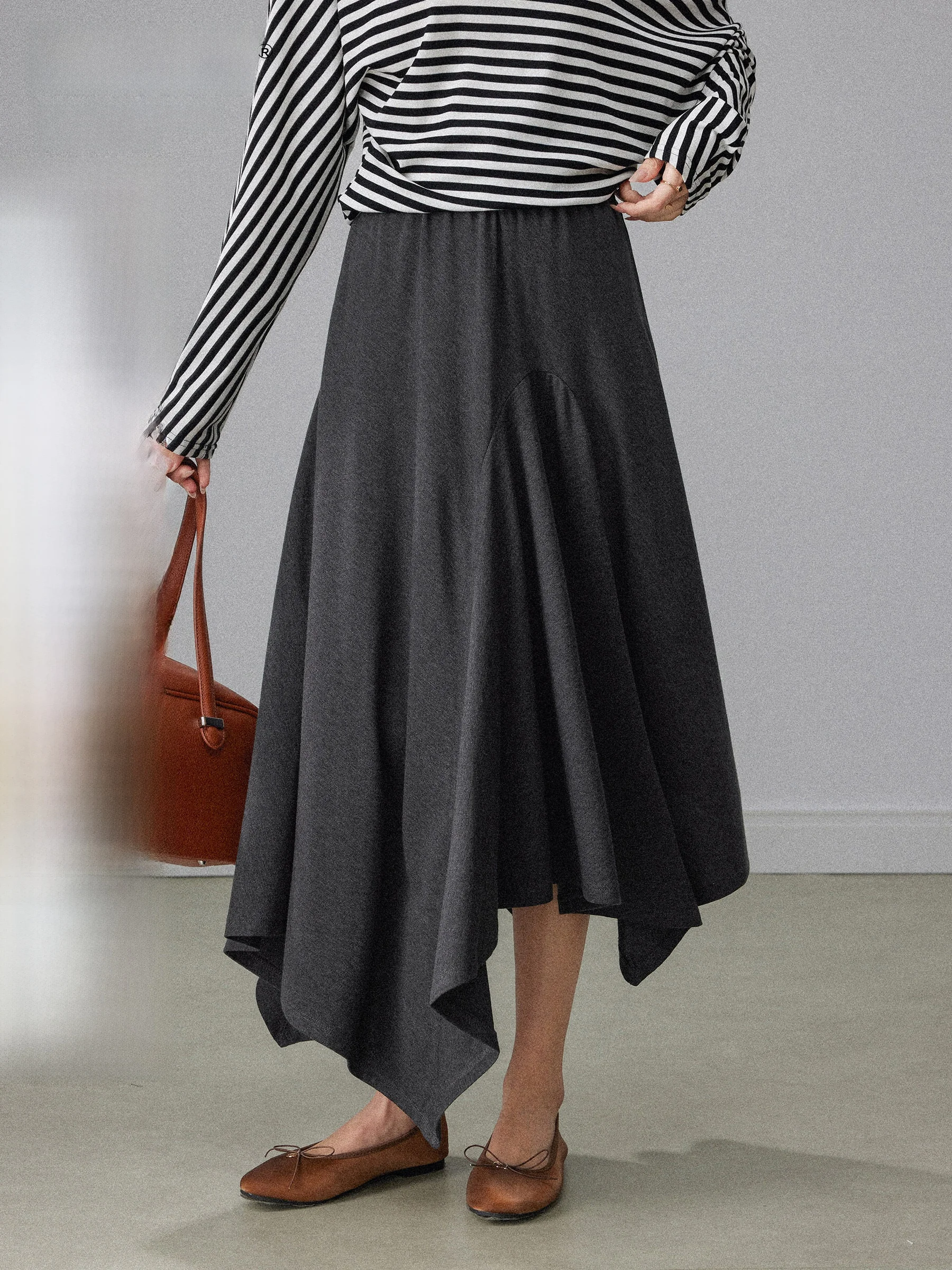 

Асимметричная юбка-миди с высокой талией Deep ey, женская, весенняя, дизайнерская, стройнящая, струящаяся, модная