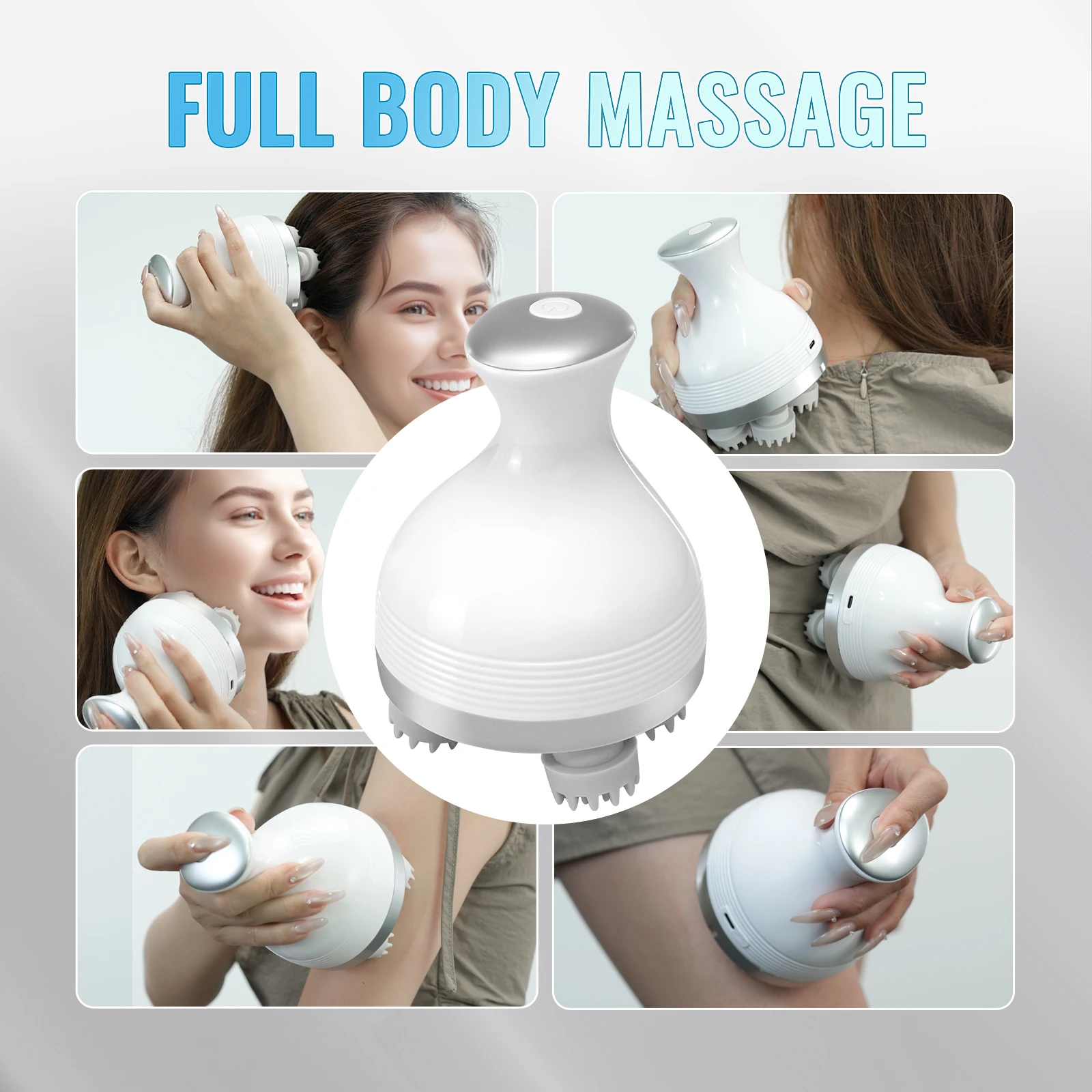 جهاز تدليك فروة الرأس الكهربائي مع عقدة تدليك 84، مدلك خدش محمول لنمو الشعر، تنظيف عميق، استرخاء التوتر