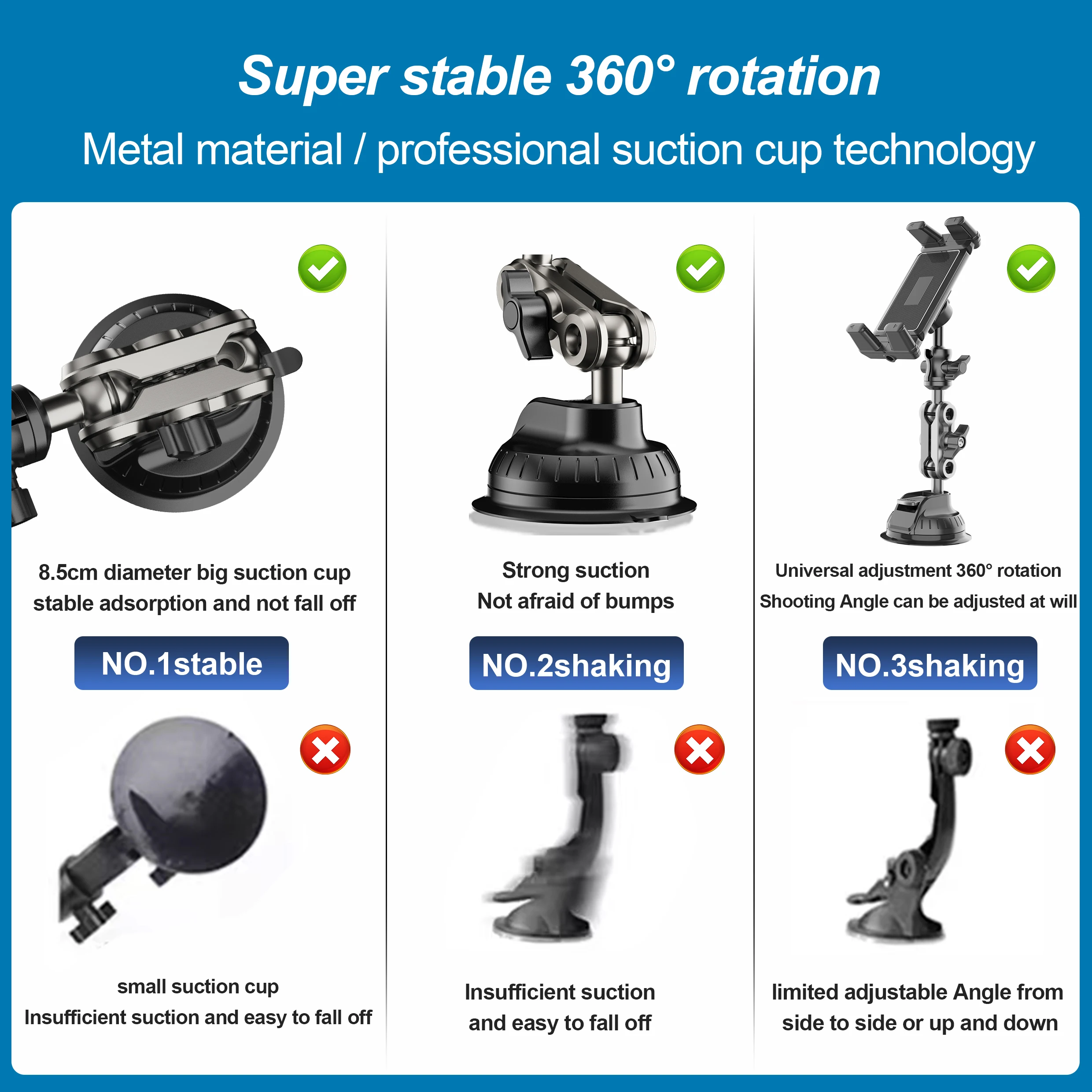 Universelle Autohalterung aus Aluminiumlegierung, verstellbarer Magic Arm für Videoaufnahmen und Vlog-Filmen, für 4"-15" Smartphones und Tablets – Detail 9