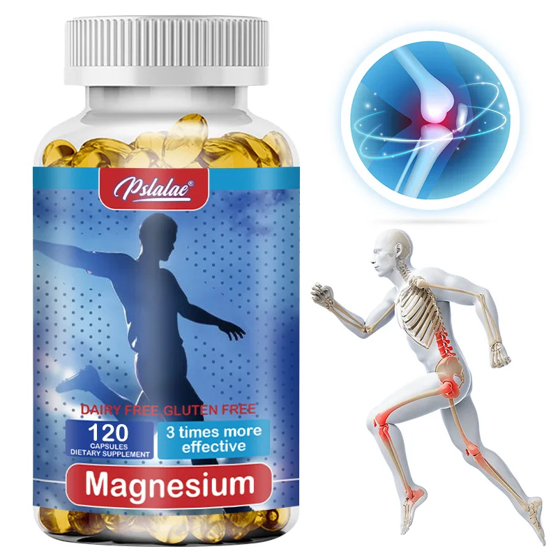 

Magnesium Capsules - Relieves Leg Cramps, Muscle Recovery, for Sleep, Nerve and Energy, High Absorption, Vegetarian, Non-gmo