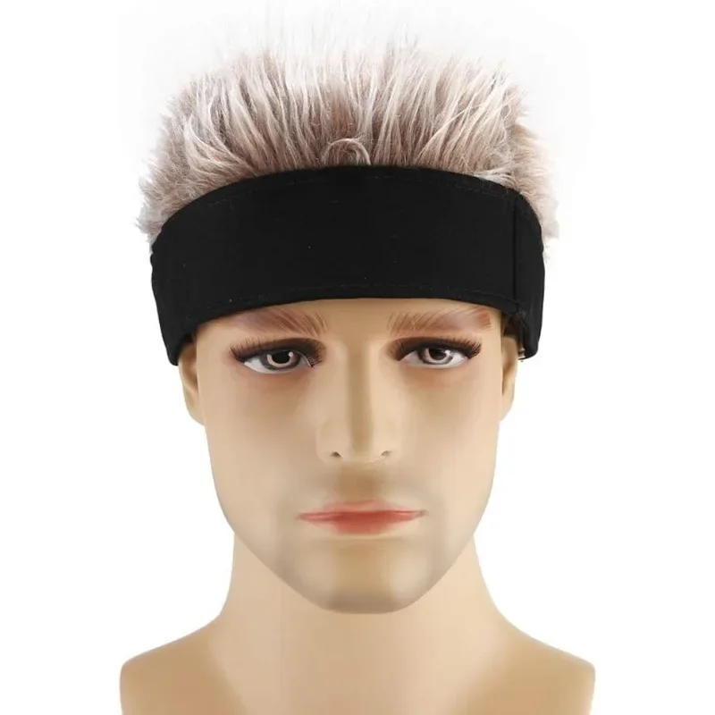 Wig Hats for Men Knitted Spiked Hairs Hip Hop Hat Novelty Hair Visor Cap Adjustable Unisex Cycling Bicycle Cap Fake Hair Wig image 4