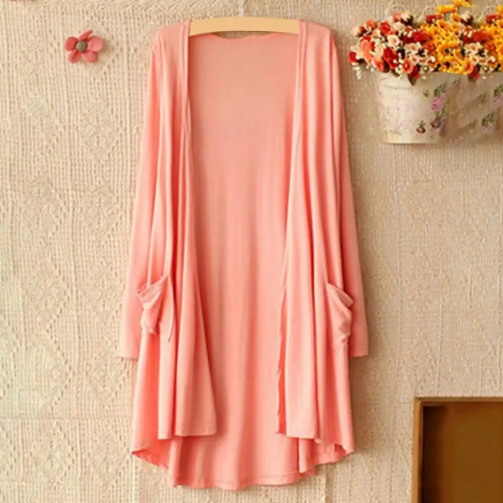 سترة طويلة من القطن للنساء ، سترة غير رسمية ، سترة طويلة الأكمام ، 6 ألوان ، للصيف والخريف