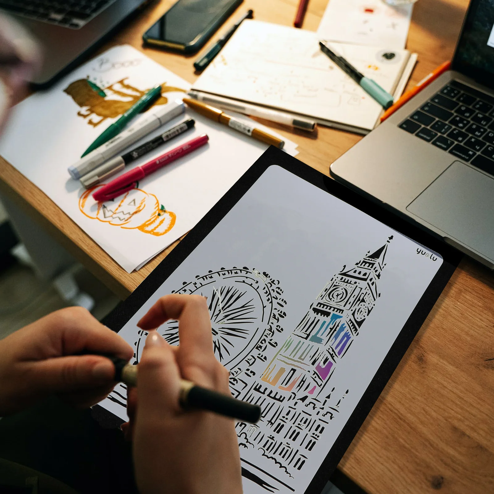 

2 комплекта, 2 комплекта бумажных трафаретов, художественные наборы «сделай сам» для детей, многоразовые шаблоны для рисования, креативная раскраска, развлечение, занятый подарок, полеты