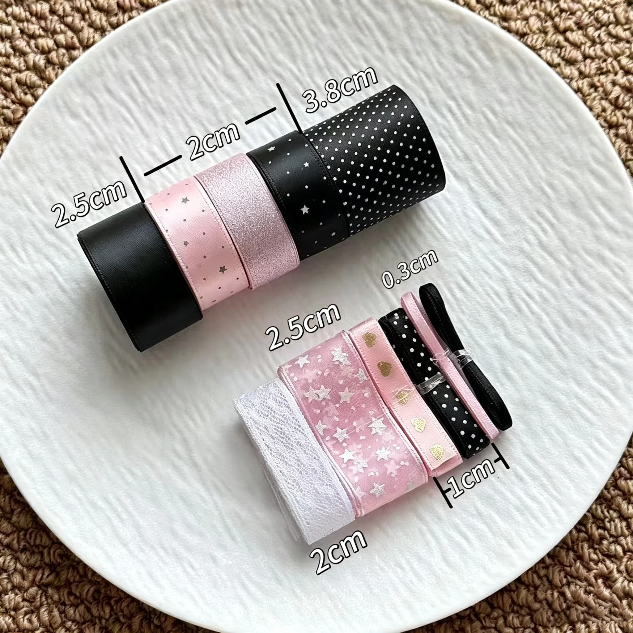 10-teiliges Set mit koreanischen Polka-Dot-Bändern, handgemachtes DIY-Material, Geschenkverpackung, Dekorationsband, Geburtstagsgeschenk-Dekorationsband – Detail 4