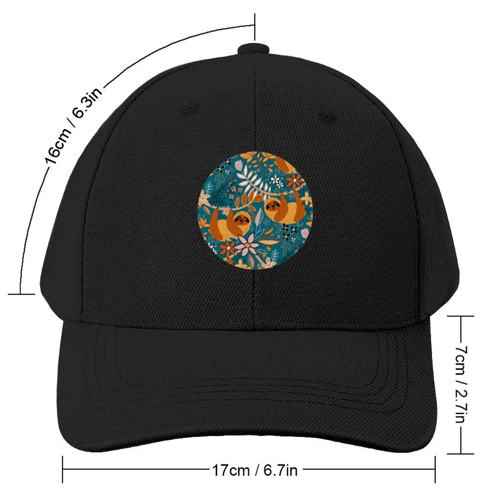 Happy Boho Sloth FloralCap Baseball Cap Golf Hat Golf Wear For Women 2024 Men's