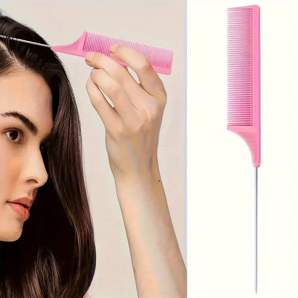 4-Piece Hair Styling Comb Set - Includes Rat Tail  Edge Brush & Smooth Black Brush Barber Styling Tools for All Hair Types