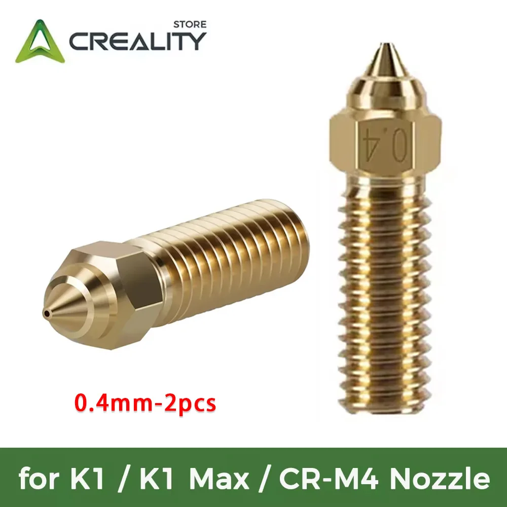 

Оригинальная насадка Creality K1/K1 Max, 2 шт., 0,4 мм латунные высокоскоростные насадки для 3D принтера, подходит для нити 1,75 мм для 3D-принтера K1 MAX CR-M4