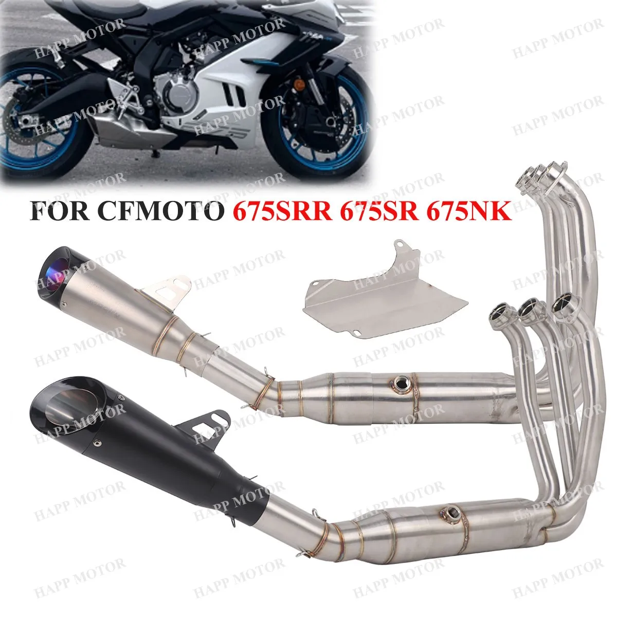 

Full System For CFMOTO 675SRR 675SR 675SS 675NK All Years Motorcycle Exhaust Slip On 675SR Exhaust Escape Short Muffler