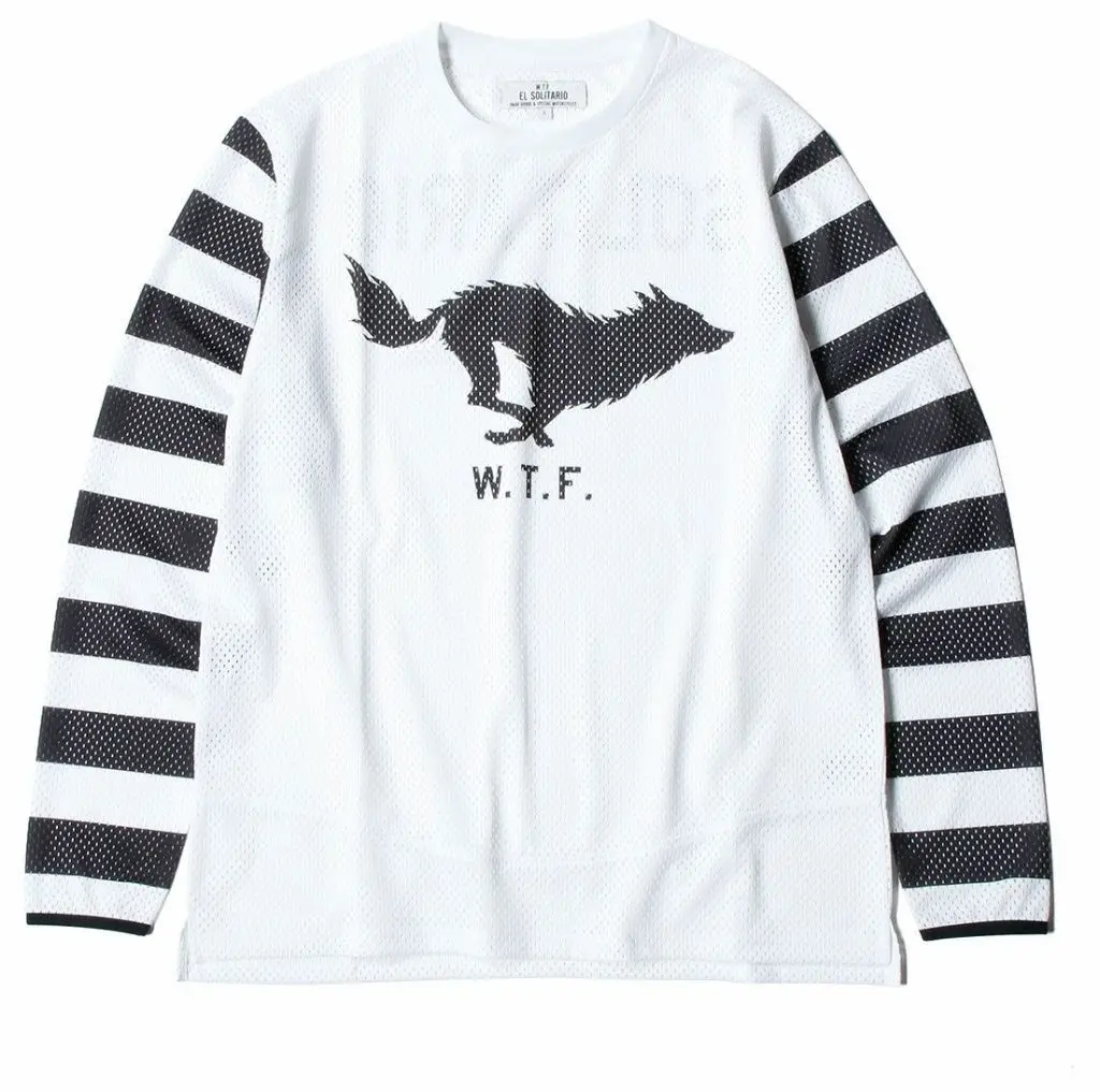 Wolf Mesh Jersey Motorcycle Long Sleeve Tee Blue Breathable Wolf Silhouette for Biker & Streetwear Moto 2026 5