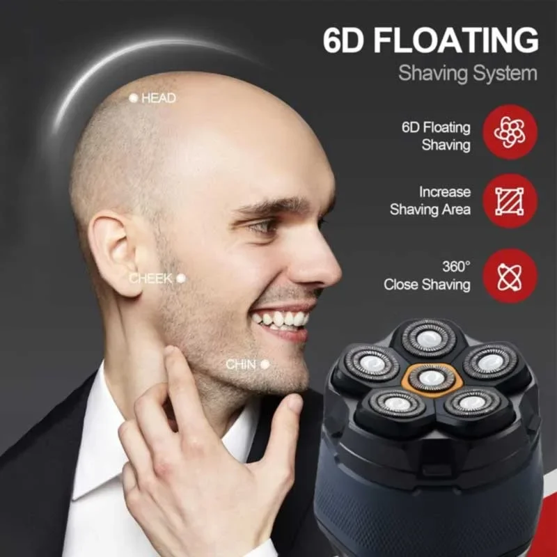 Head Shaver for Bald Men Rechargeable Electric Razor Waterproof Hypoallergenic Wet Dry Head and Face Shaver for Men Grooming Kit