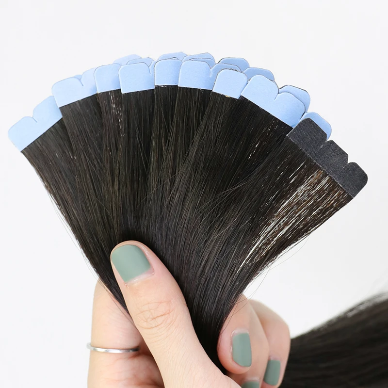 Mini Tape in Hair Extensions Human Hair Natural Tape in Extentions 3x0.8cm Invisible Tape 10pcs/pack For Side Hair
