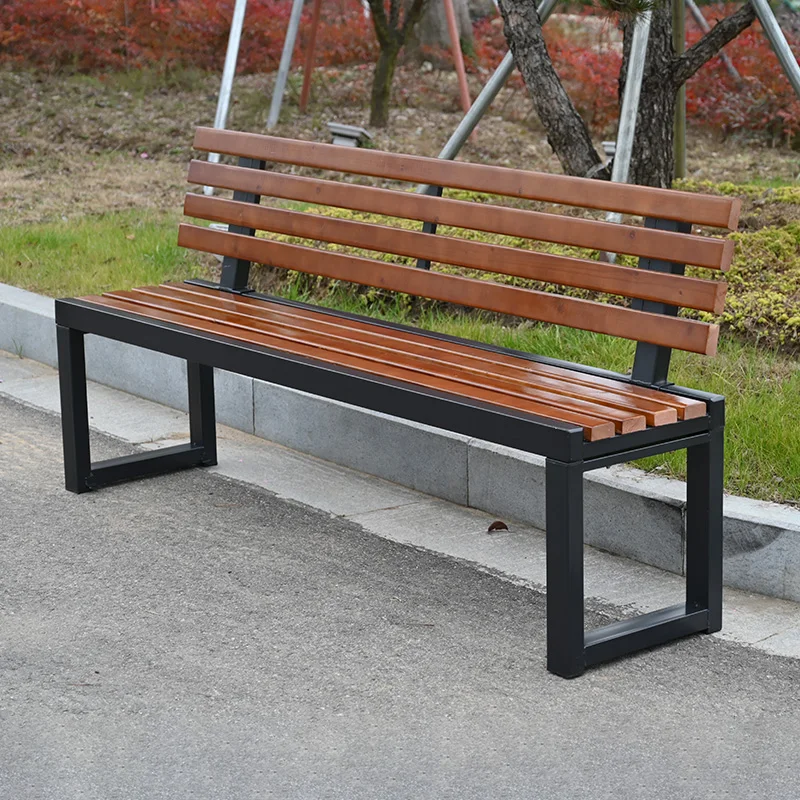 

Outdoor park chair solid wood backrest outdoor square leisure bench plastic wood playground community indoor rest bench