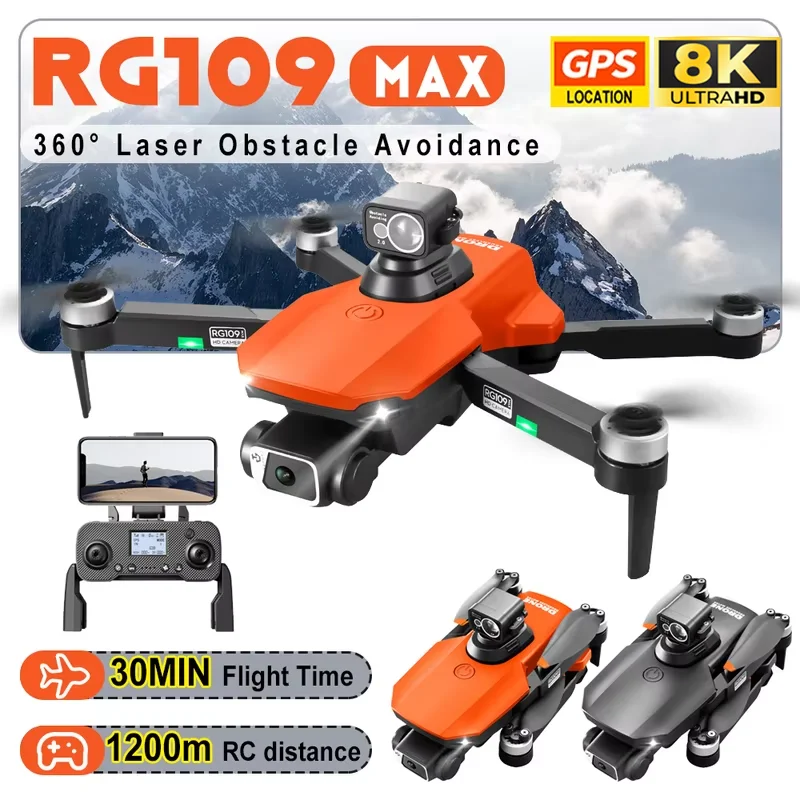 New RG109 Max Drone RC 8K HD Camera GPS WIFI Brushless Motor 360 ° Obstacle Avoidance Optical Flow Positioning Aerial Quadcopter