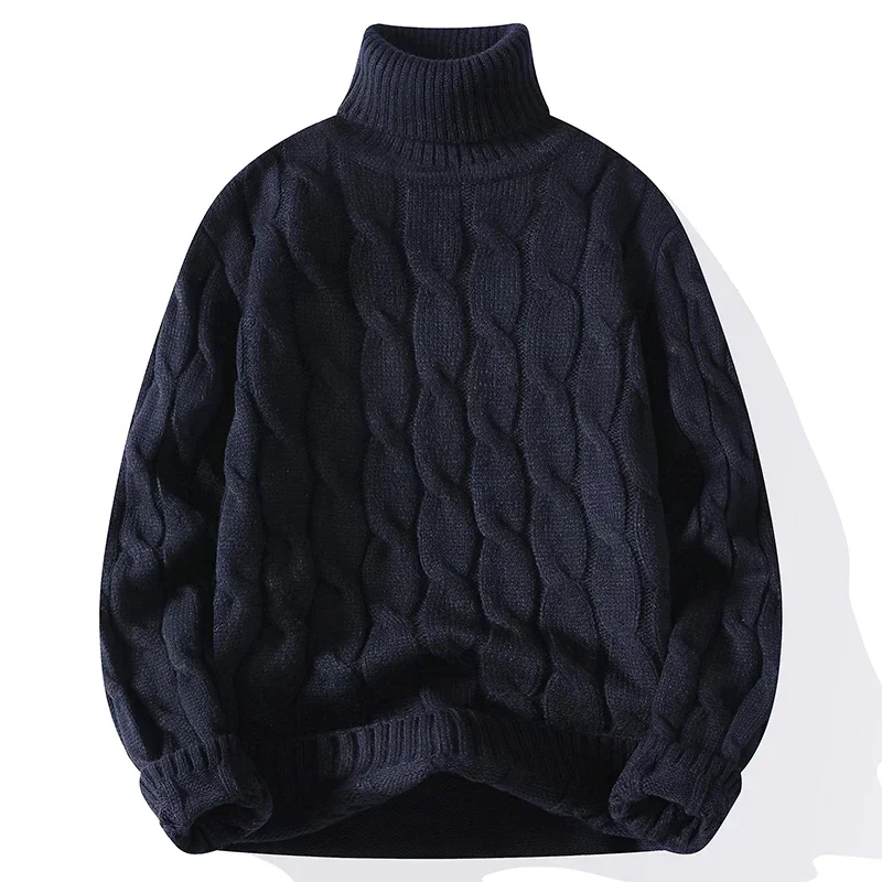 Winter Turtleneck Sweater Men Knitted Thick Warm Pullover Mens Warm Solid Color Loose Casual Sweaters Male Daily Clothing  5XL