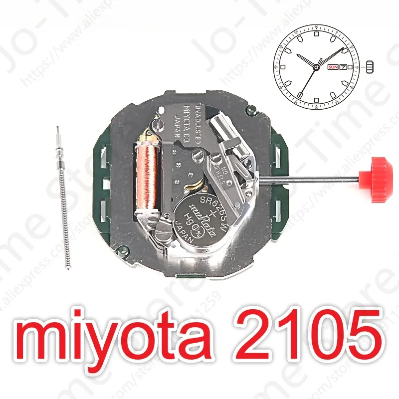 Miyota 2105 Standard Movement Watch Mechanism with Day-Date Display Dual Language (Spanish And English) 2105-20A Japan Origin