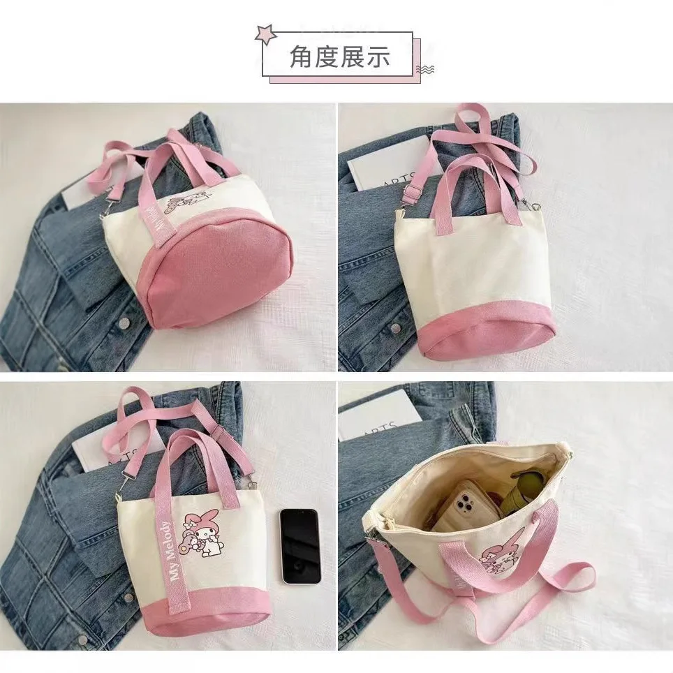 حقيبة كتف قماشية من سانريو هالو كيتي كورومي كاواي مطبوعة على شكل رسوم متحركة خفيفة الوزن للفتيات #6