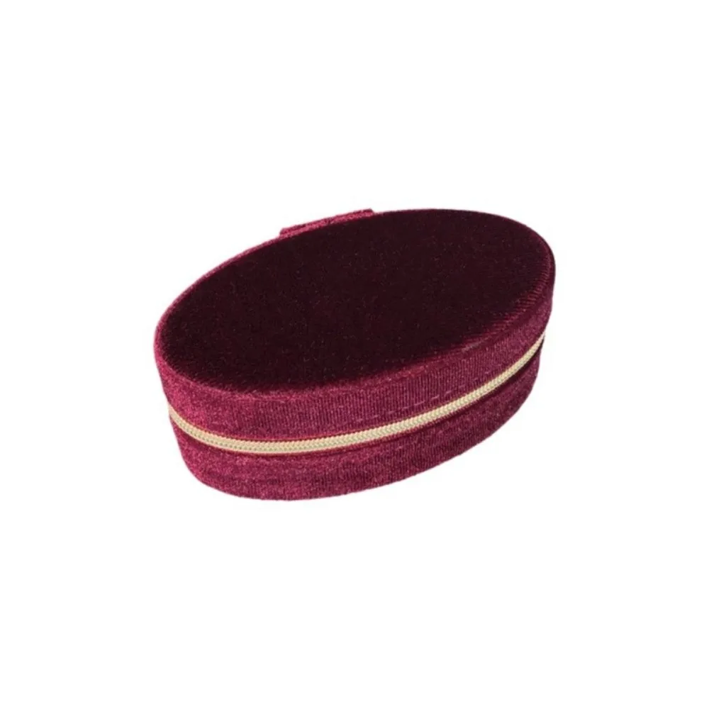 Portable Oval Velvet Jewelry Box Oval Shape Divided Compartments Travel Jewelry Case Zipper Closure Lightweight Mini Jewelry Box