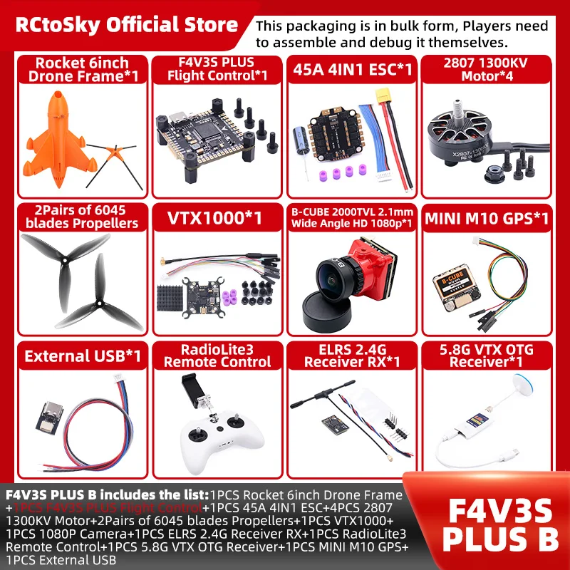 Rocket 6inch FPV Drone Frame Kit Carbon Fiber Racing Quadcopter Freestyle INAV Beatflight F4 F745 H743 Ardupilot Flight Control