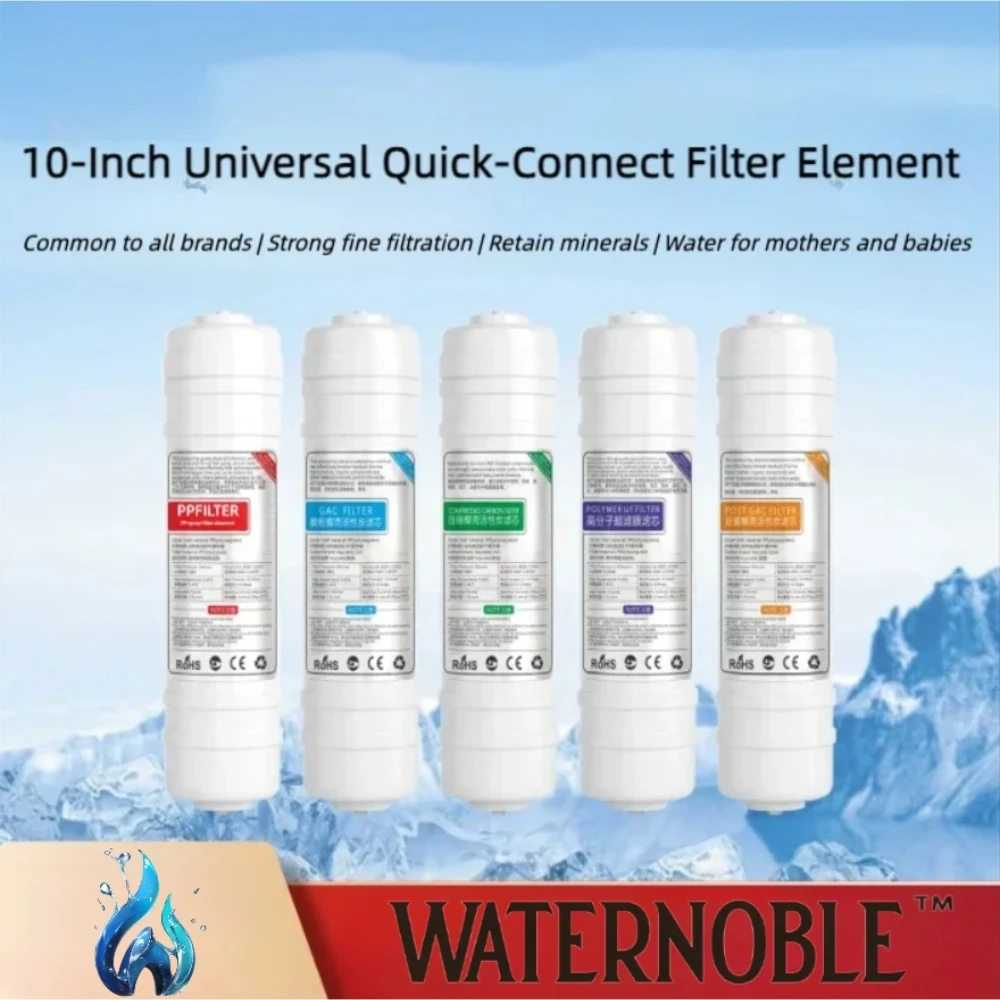 Waternoble 10 Inch Quick Connect Universal Filter Cartridge Set PP Cotton Activated Carbon High Efficiency Water Purifier Filter