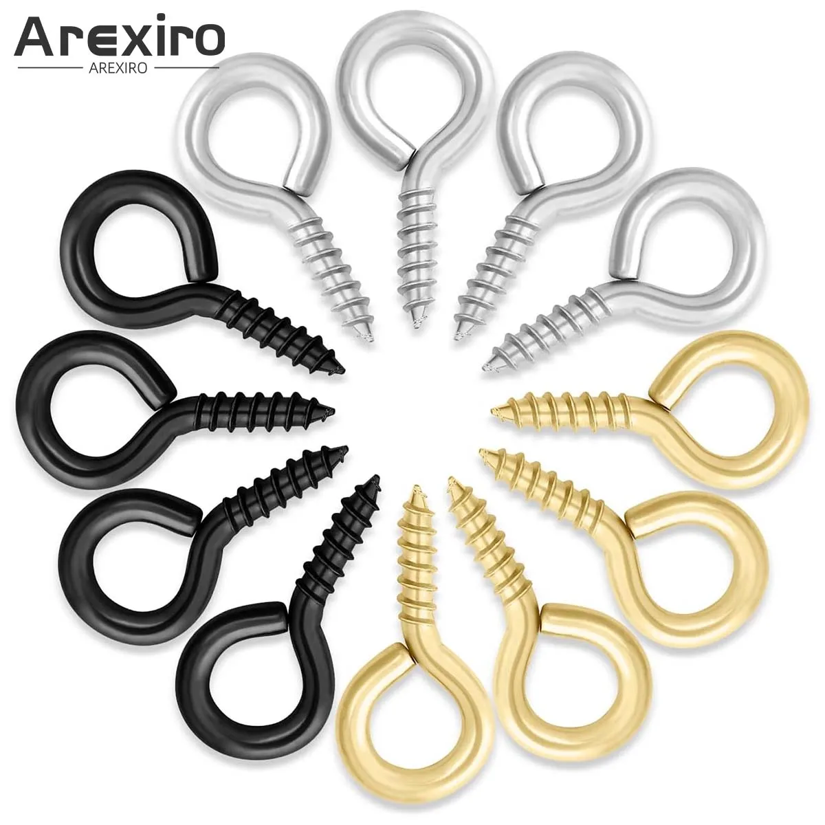 

100Pcs White Gold Black Metal Screw Eye Pin Hook for DIY Jewelry Making Galvanized Eye Bolt Art and Craft Projects
