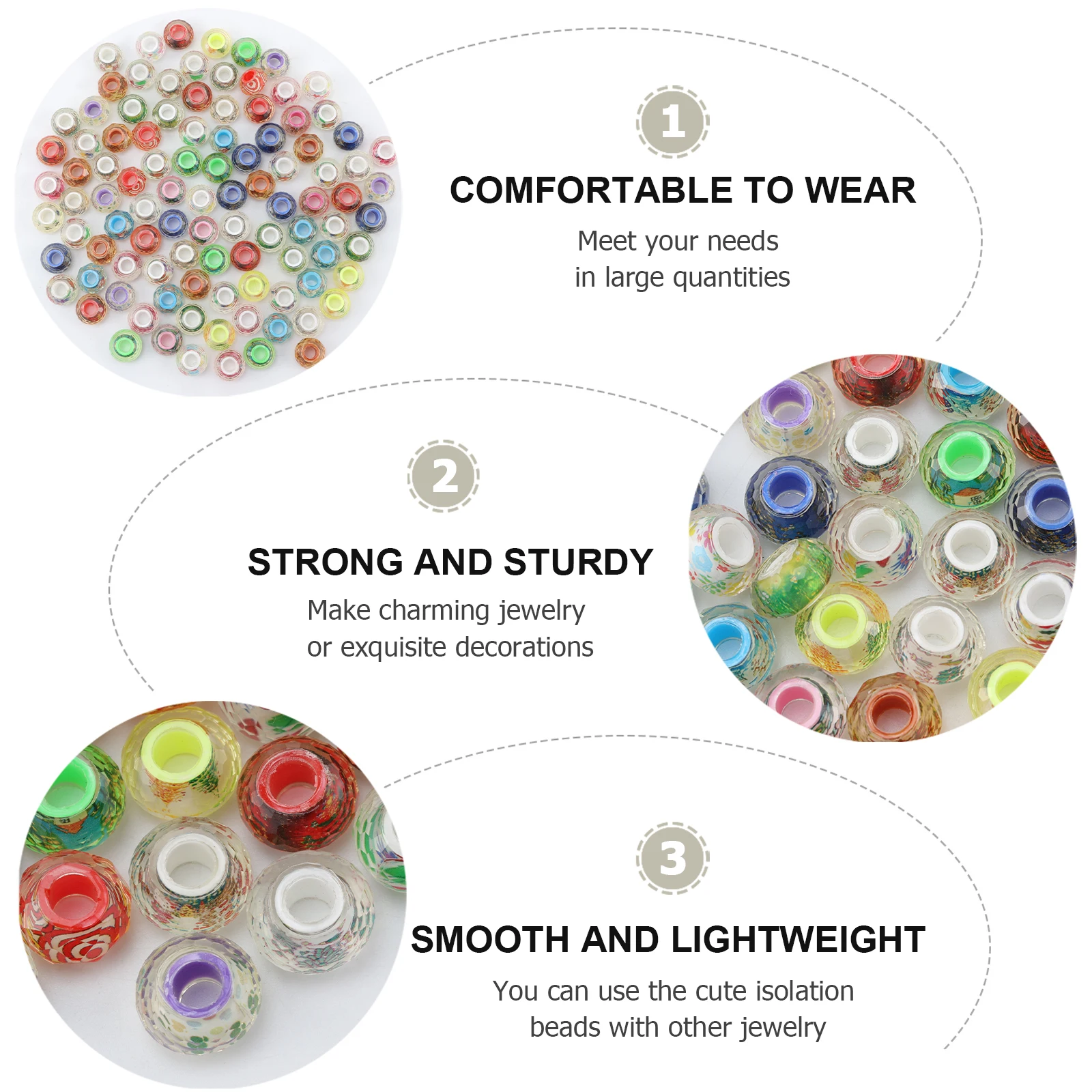 

100pcs Diy Bead Spacer Christmas Large Hole Bead Beads Imitation Glass Large Hole H made Jewelry Making Accessories