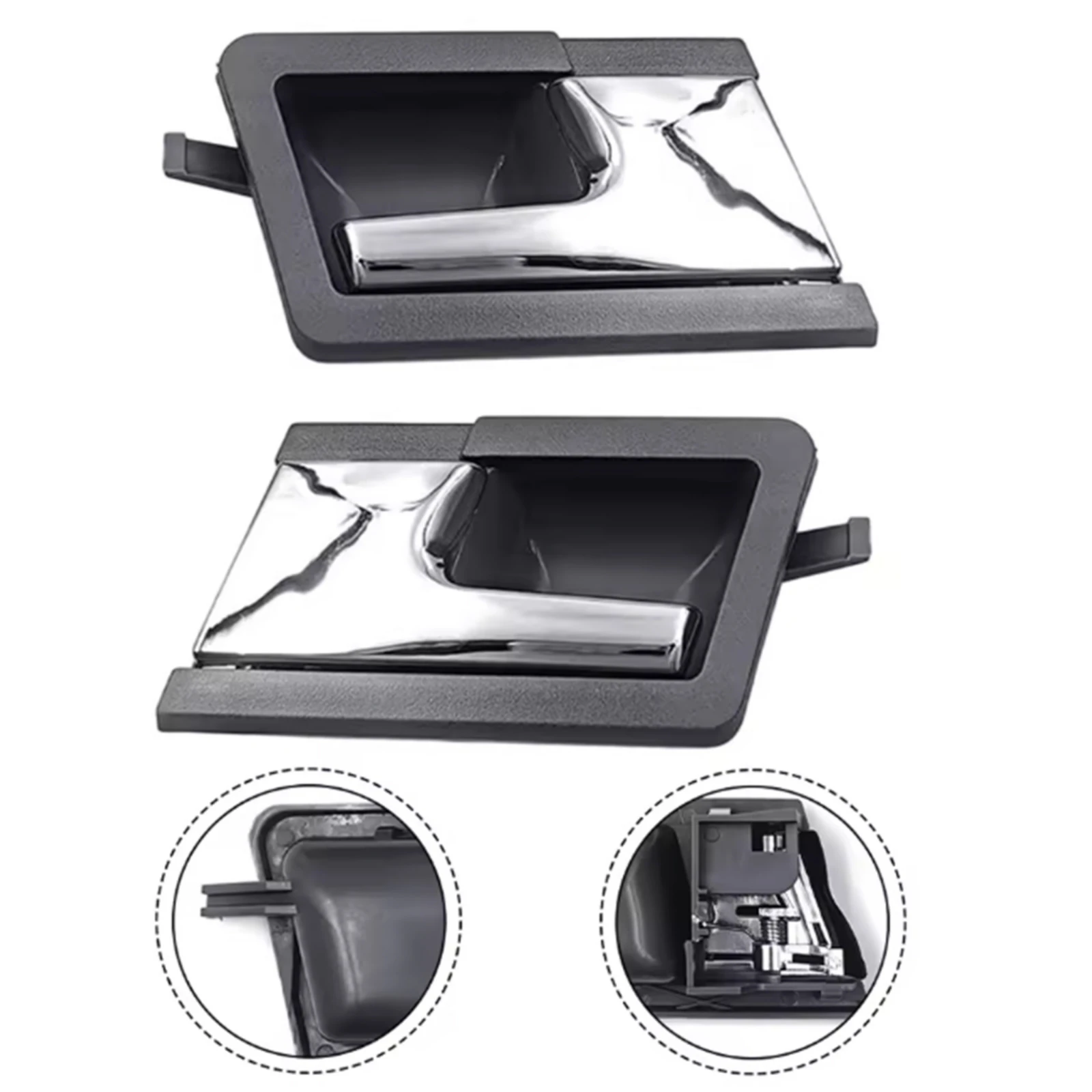 

Front Interior Door Pull Handle Black Textured Recessed Door Handle Car Part Rectangular Easy Installation
