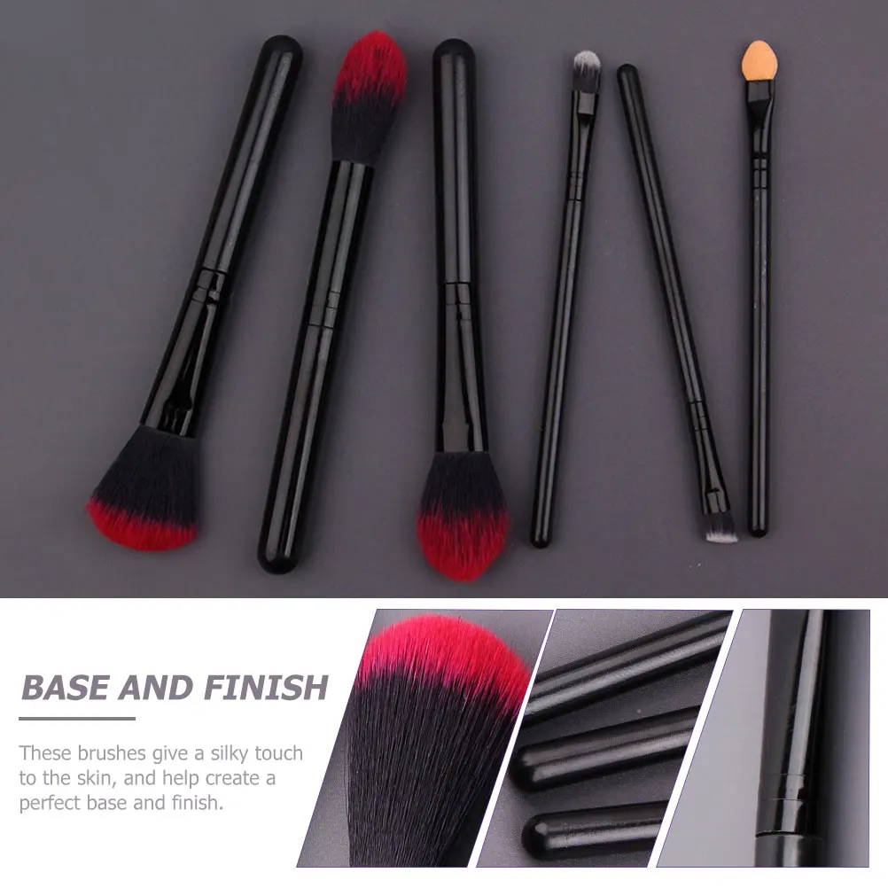 

6pcs Professional Makeup Brush Set Long Handle Portable For Foundation Eyeshadow Blush Loose Powder Stylish Women Tools