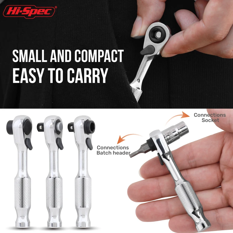 Hi‑Spec 72 Tooth Mini Ratchet Wrench Set  1/4” Double Head Torque Wrench Compact Ratchet Spanner for Bike Car & Home DIY Repair
