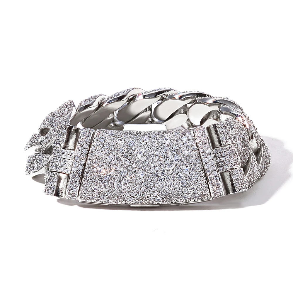 ESKEEM 925 Sterling Silver VVS Moissanite Cuban Necklace Bling Iced Out Cuban Link Chain For Men Fine Hiphop Jewelry