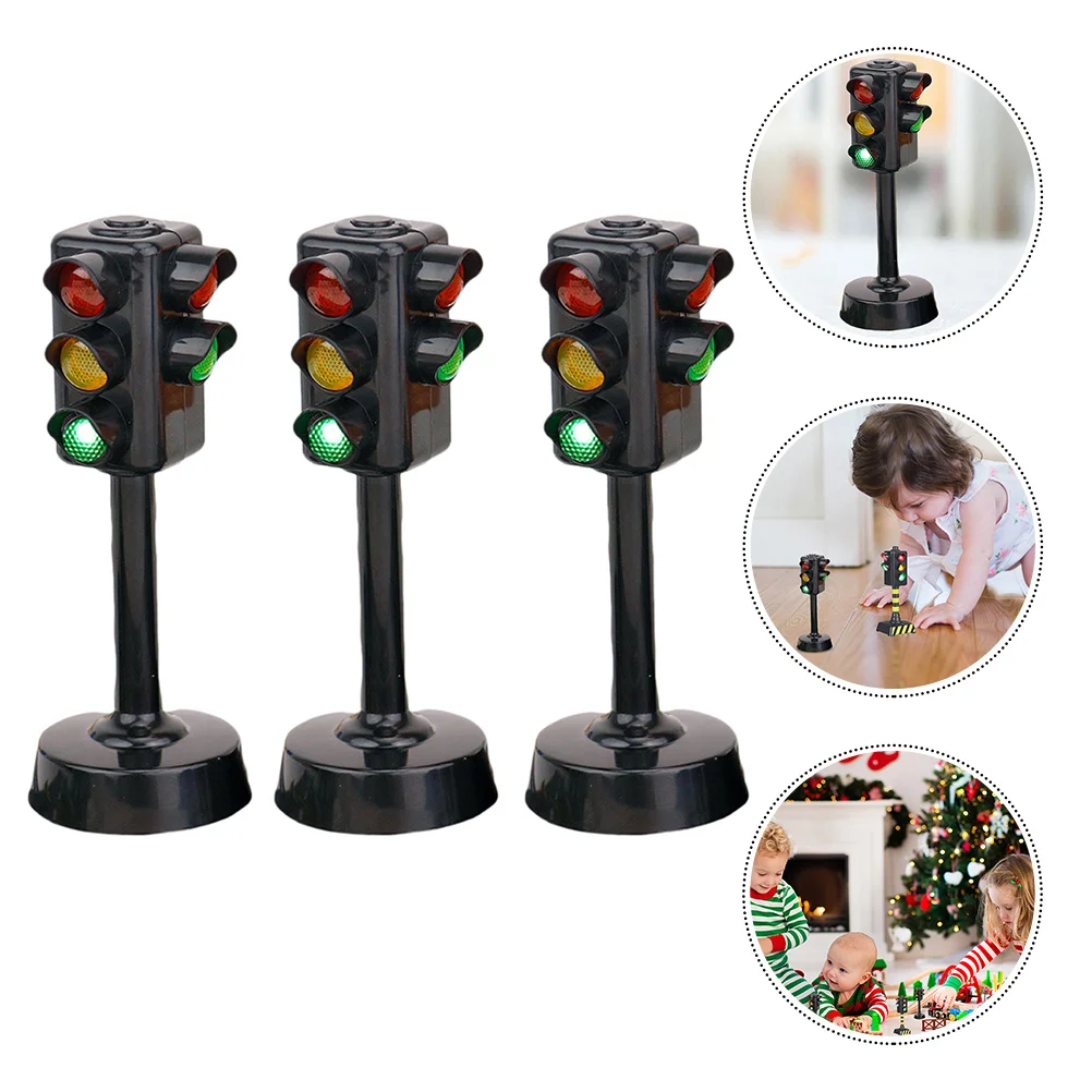 3 Pcs Traffic Light Children Toys Early Education Signal Lamp Wire Model Signs Mini Plastic Kids Liners
