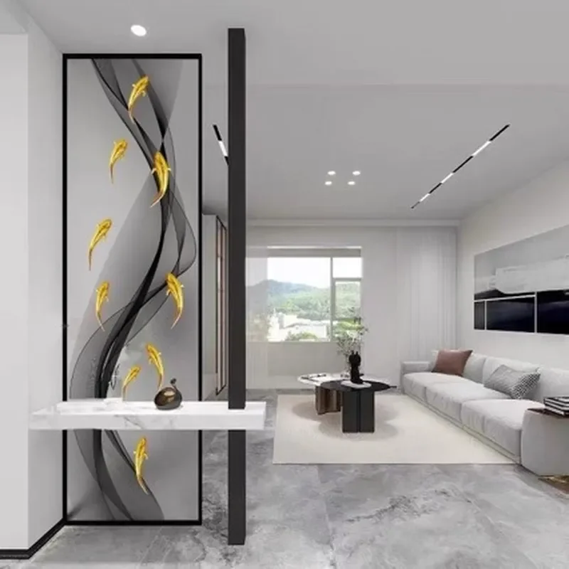 Modern Simple Light Luxury Art Glass Screen Partition Half Wall for Living Room Entrance Door Bedroom Divider