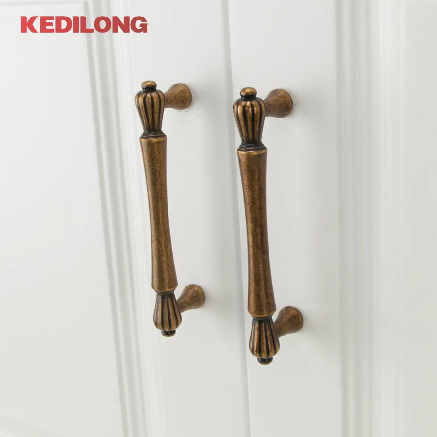 KEDLO antique brass retro knob furniture hardware kitchen cabinet antique handle drawer handle