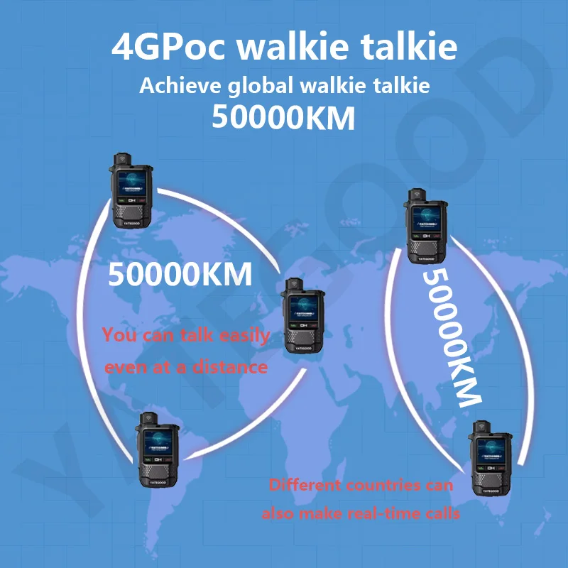 YATEGOOD G650 Walkie Talkie Portabel Genggam dengan Daya Tahan Baterai Lama, Interkom Tanpa Batas Jarak, Mendukung Komunikasi 4G, Jangkauan 5000KM