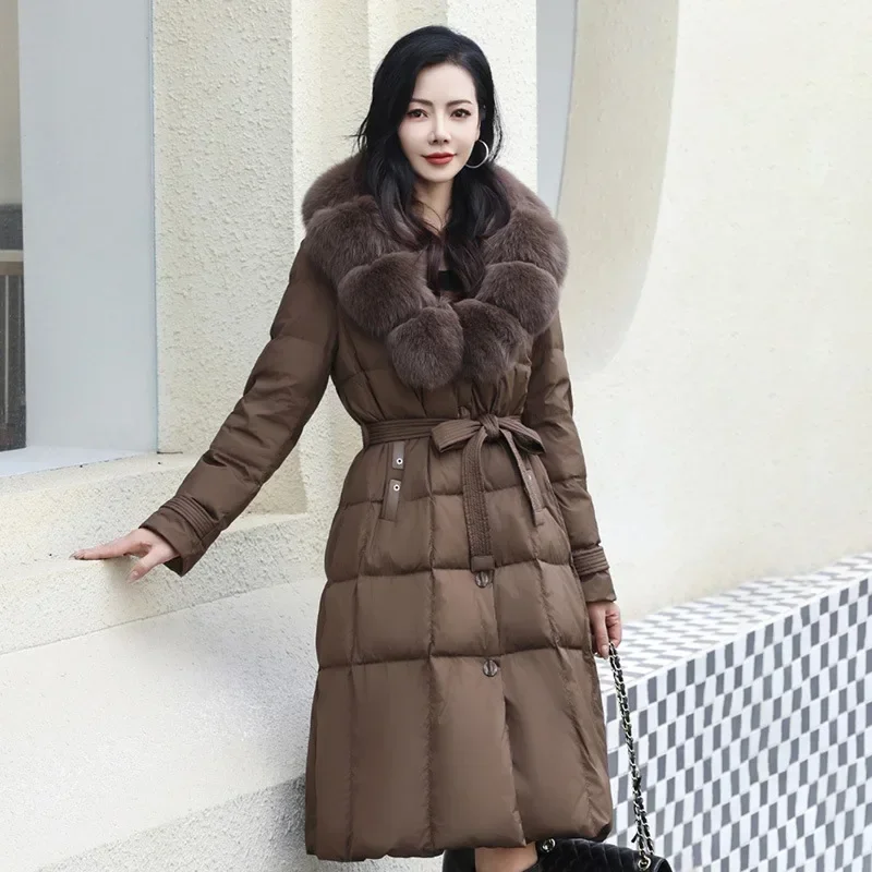 Winter Fashion New Women's Down Jacket Commuting Slim Fit Fur Collar Down Jacket
