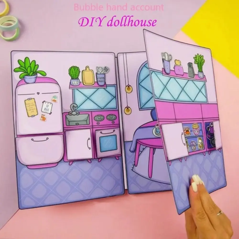 Geen snijpapier Poppenhuis Meisje DIY Speelgoed Herhaaldelijk spelen Papieren pop Rustig boek Handboek Fonkelend doe-het-zelf Schattig prinsessenboek