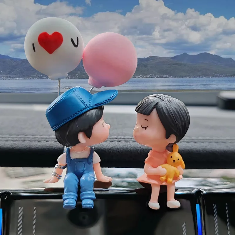 

1/2pcs Car Interior Decoration Cute Cartoon Couples Action Balloon Ornament Auto Interior Dashboard Accessories For Girls Gifts