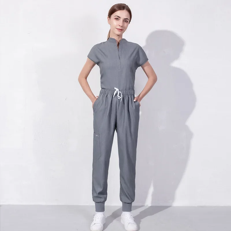 Short-sleeved hand washers nurse uniforms, women's split sets, oral dentistry, doctor overalls, men's elastic surgical uniforms