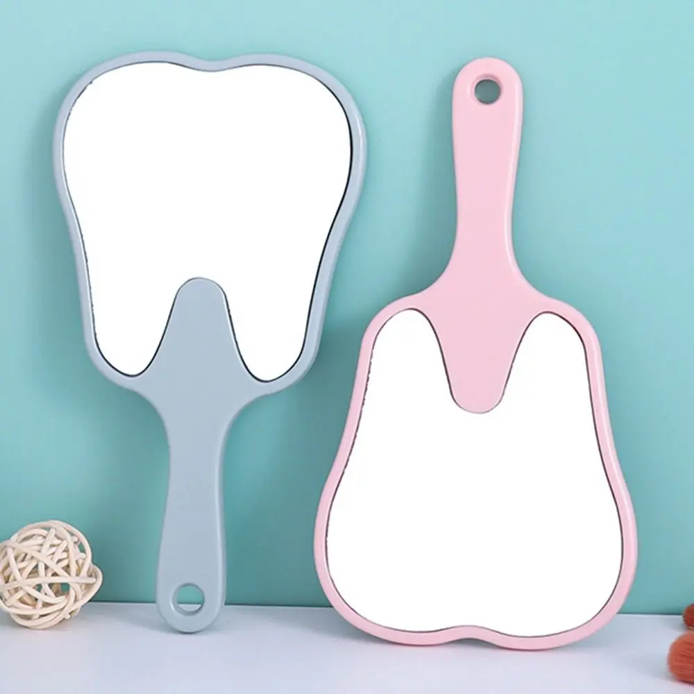 Universal Tooth Shaped Handheld Mirror PVC High Definition Makeup Mirror Dental Mirrors Gift