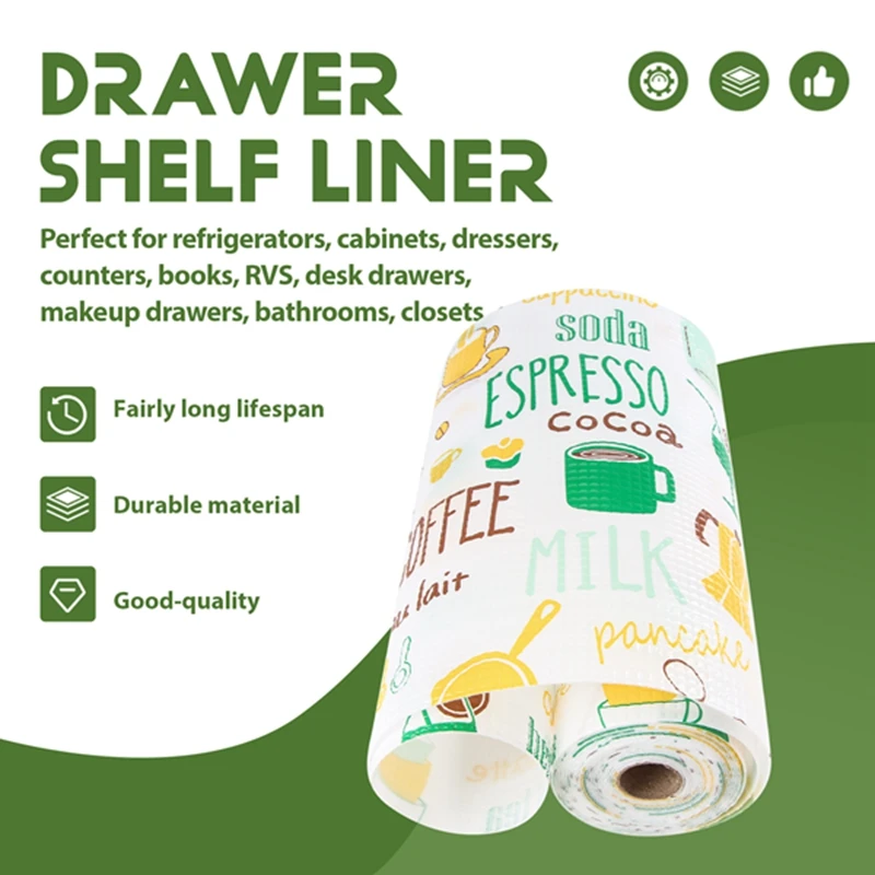 PTST Multi-Function Drawer Shelf Liner Foam Paper For Kitchen Cabinets,Refrigerator,Drawers,Cabinets(12 X 196Inch)