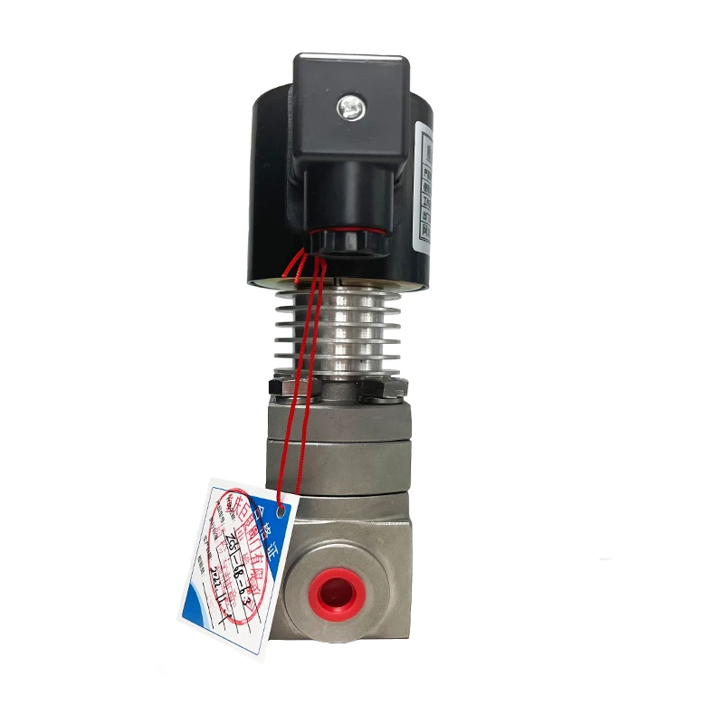 16bar 1.6MPa 350 ℃   Katup solenoid suhu tinggi 1/4 24V Orifice 8mm SS316L DN8 normal tertutup untuk pelarut organik
