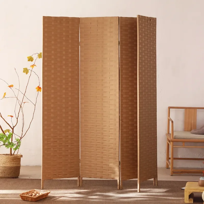 Double-sided Ice Ribbon Braided Simple Bedroom Entrance Partition Movable New Chinese Hotel Mobile Foldable Screen