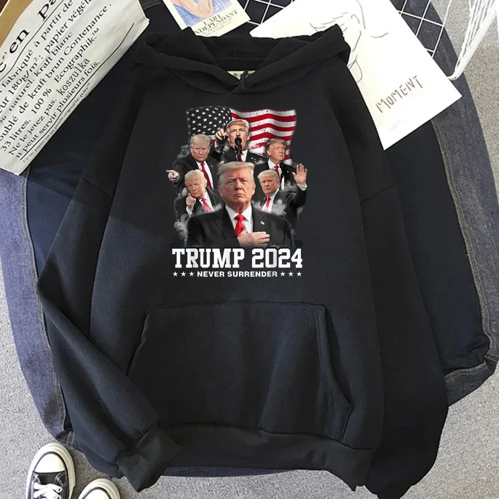 Sweat à capuche imprimé I Support Pages Trump pour femme, streetwear décontracté à manches longues, haut pull, sweat-shirt unisexe Harajuku, mode automne